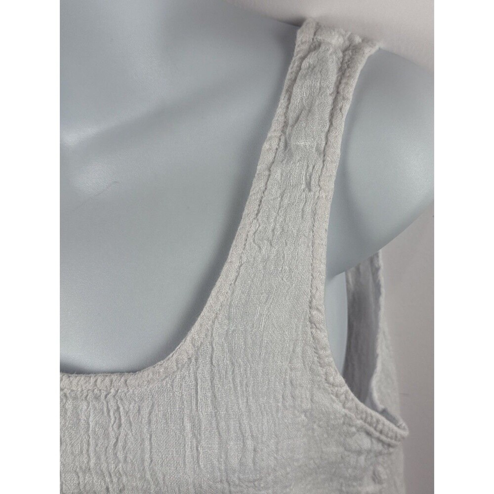 Sigrid Olsen White Crinkle Linen Tank Top Size M Medium Scoop Neck Summer - Picture 3 of 7